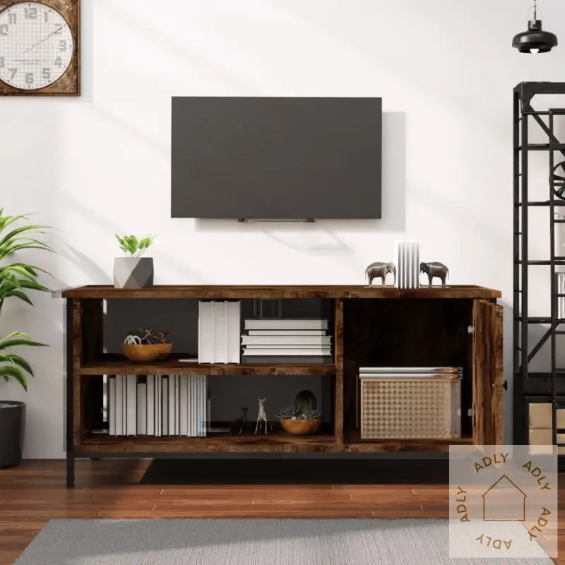 Tv-Benk Røkt Eik 100X40X45 Cm Konstruert Tre