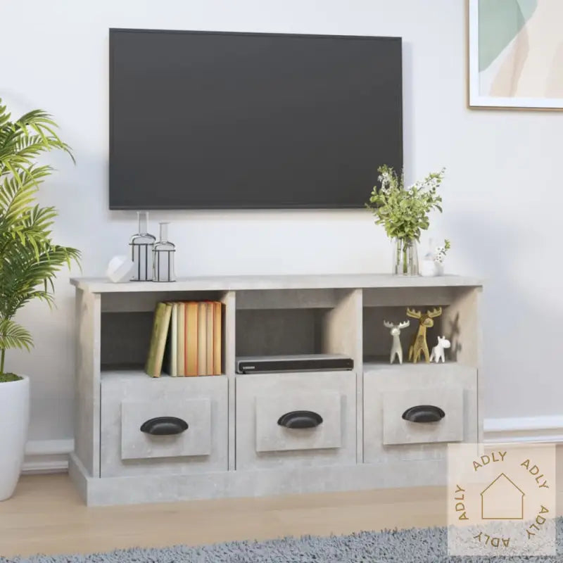 Tv-Benk Betonggrå 100X35X50 Cm Konstruert Tre
