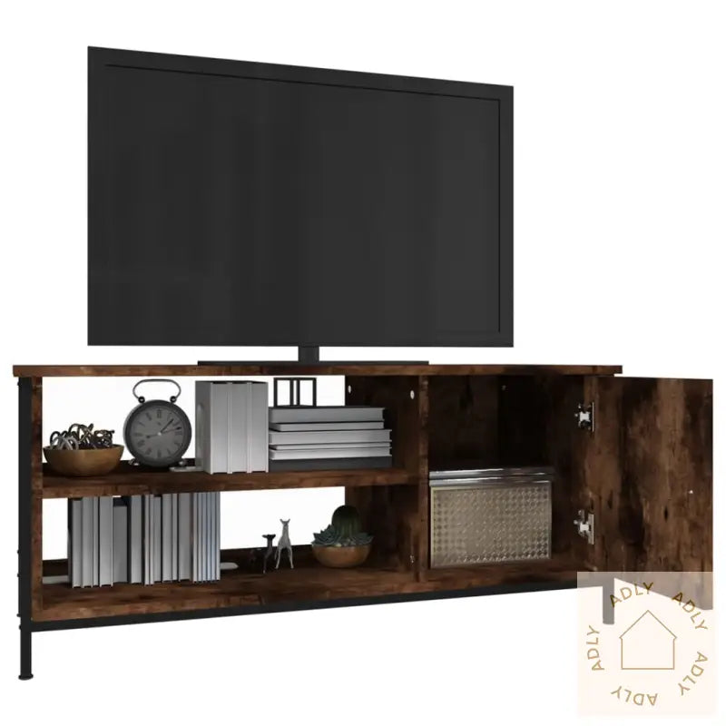 Tv-Benk Røkt Eik 100X40X45 Cm Konstruert Tre