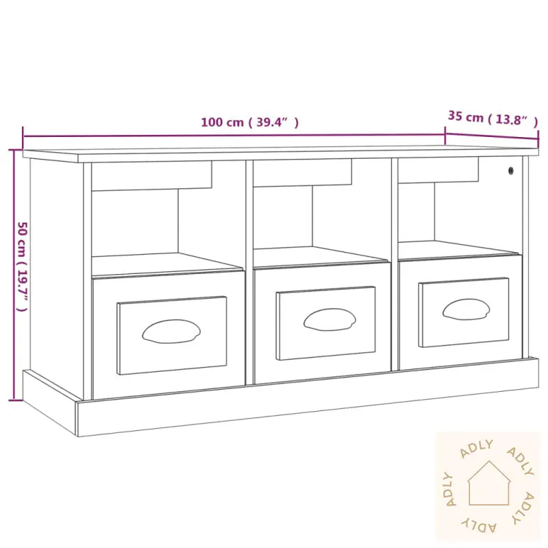 Tv-Benk Betonggrå 100X35X50 Cm Konstruert Tre