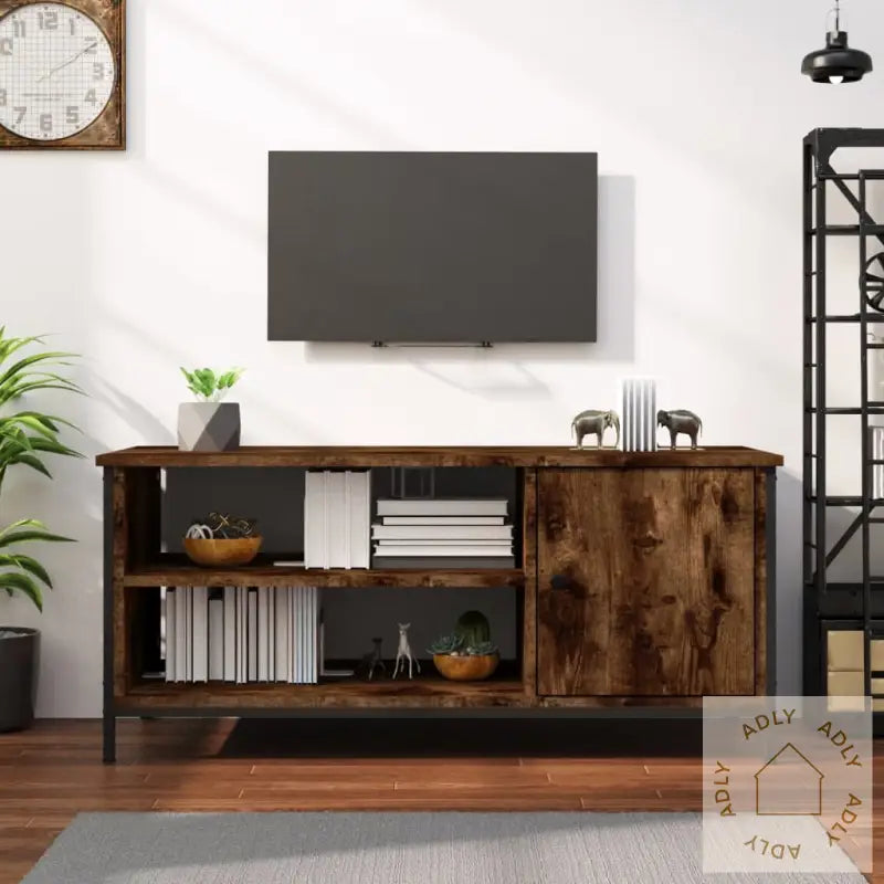 Tv-Benk Røkt Eik 100X40X45 Cm Konstruert Tre