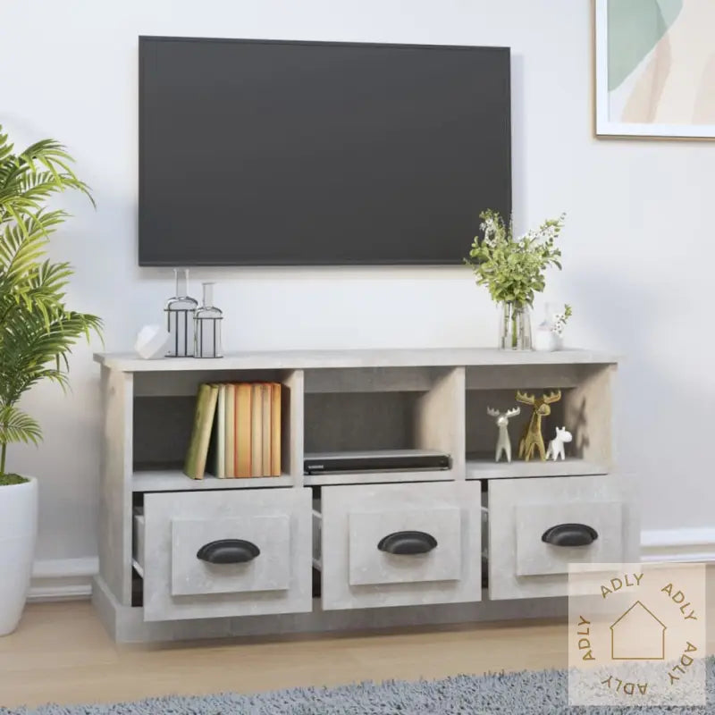 Tv-Benk Betonggrå 100X35X50 Cm Konstruert Tre