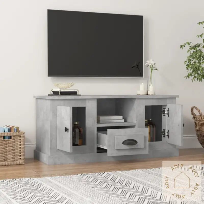 Tv-Benk Betonggrå 100X35,5X45 Cm Konstruert Tre