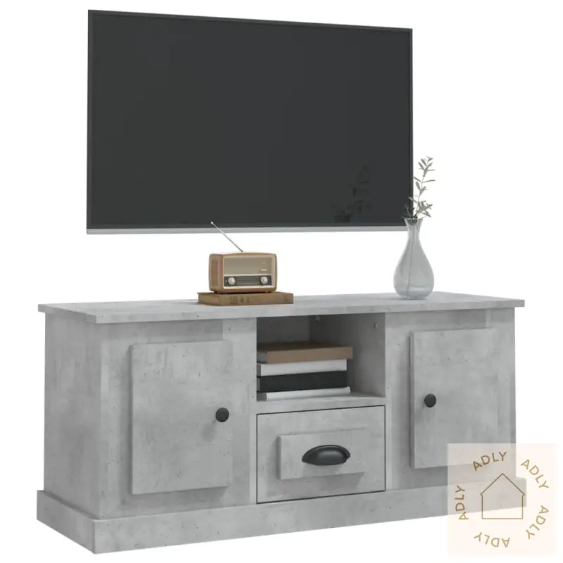 Tv-Benk Betonggrå 100X35,5X45 Cm Konstruert Tre