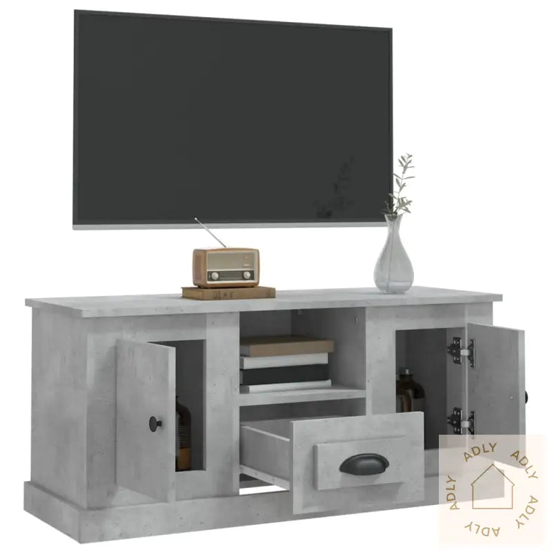 Tv-Benk Betonggrå 100X35,5X45 Cm Konstruert Tre