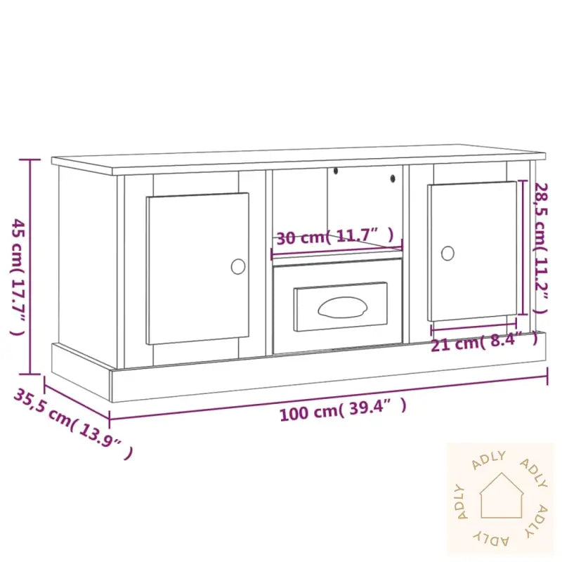 Tv-Benk Betonggrå 100X35,5X45 Cm Konstruert Tre