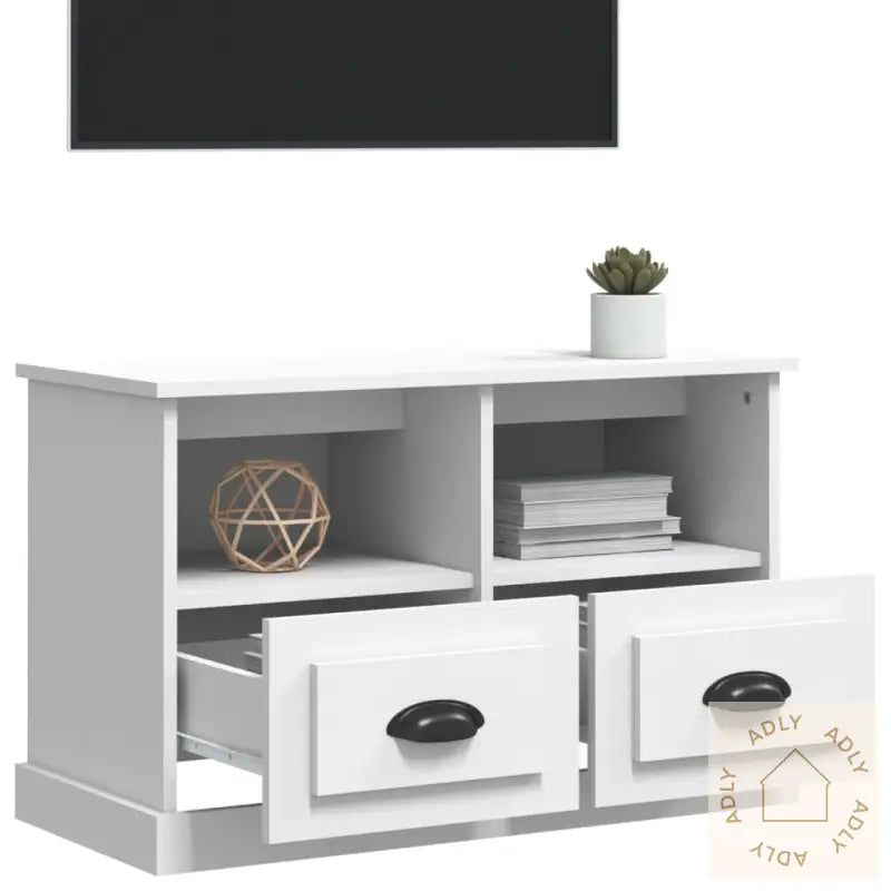 Tv-Benk Hvit 80X35X50 Cm Konstruert Tre