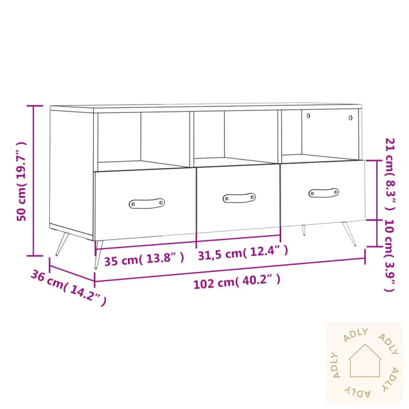 Tv-Benk Svart 102X36X50 Cm Konstruert Tre