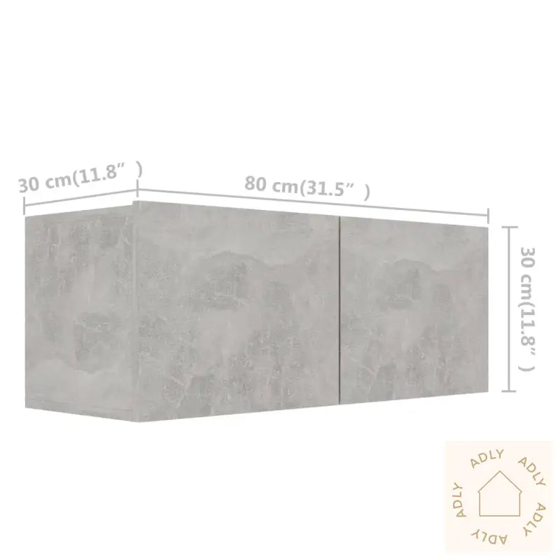 Tv-Benksett 3 Deler Betonggrå Konstruert Tre