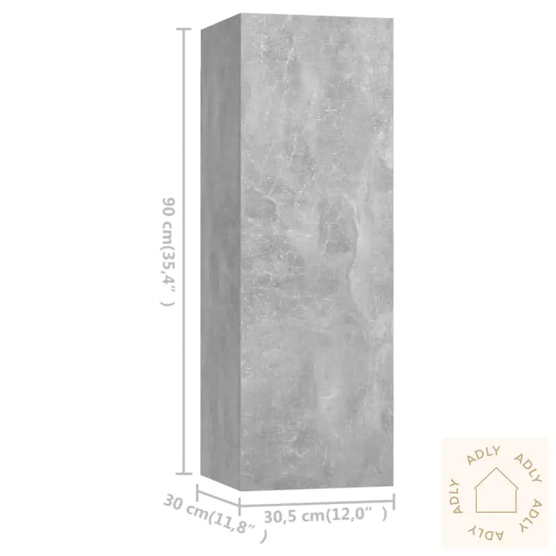 Tv-Benksett 3 Deler Betonggrå Konstruert Tre