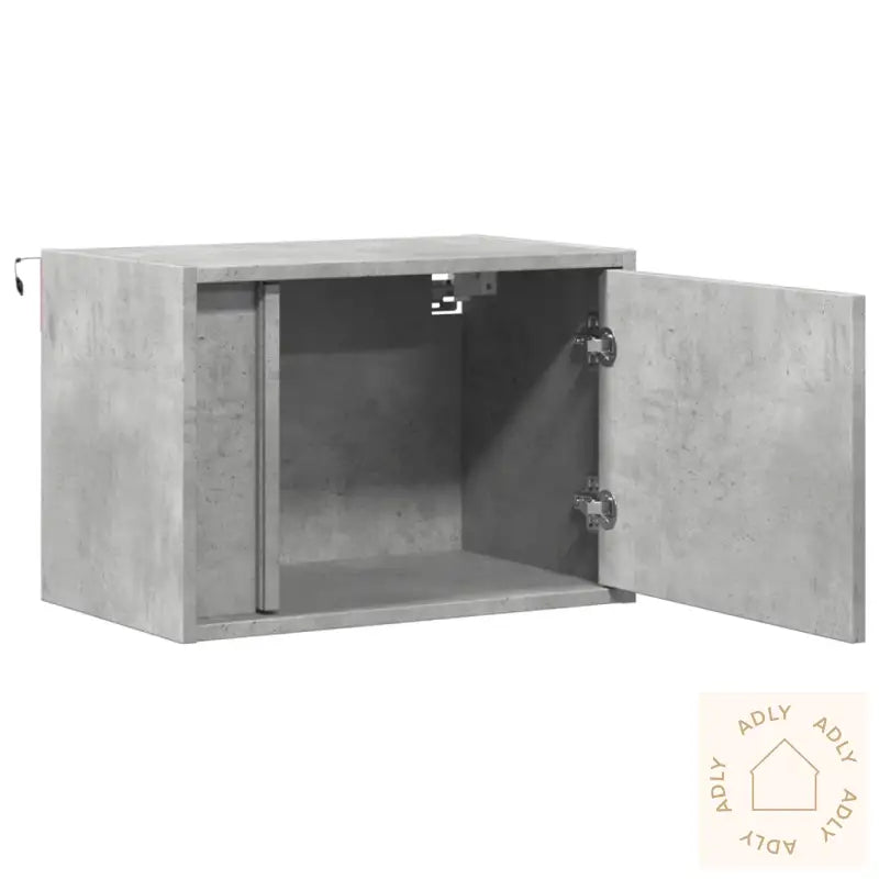 Vegghengt Nattbord Med Led-Lys Betonggrå