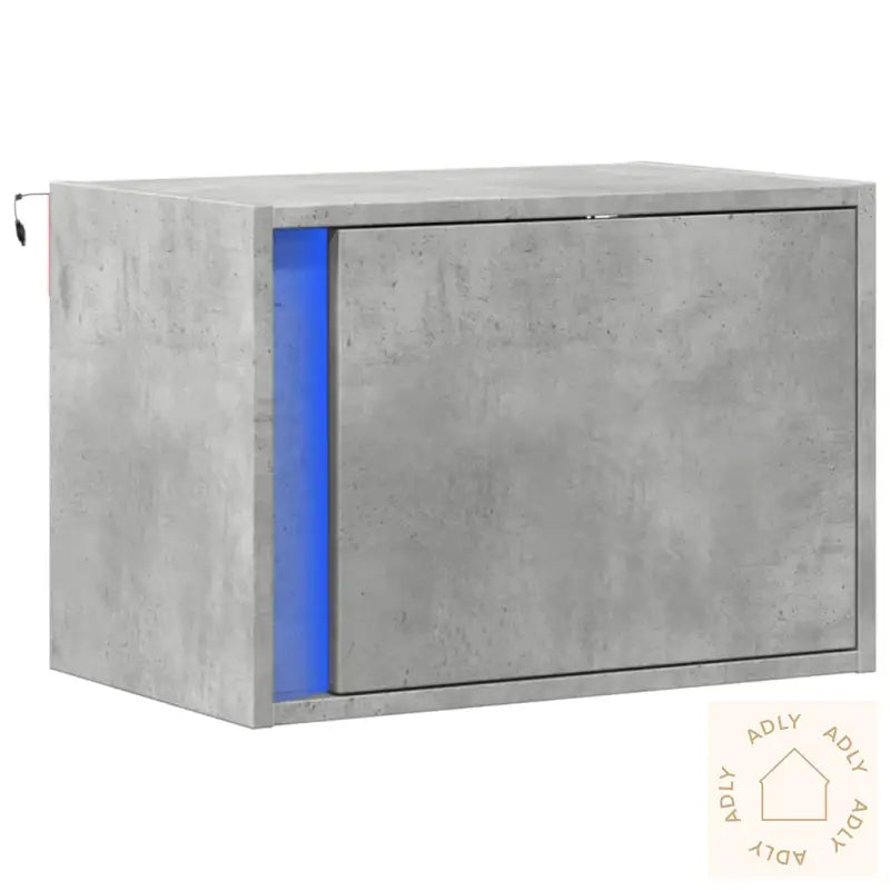 Vegghengt Nattbord Med Led-Lys Betonggrå