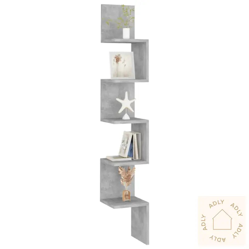 Veggmontert Hjørnehylle Betonggrå 20X20X127,5 Cm Konstruert Tre