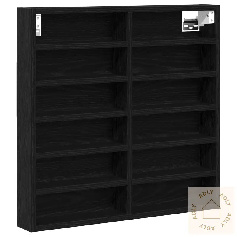 Vitrine Kabinett Svart Eik 60X8,5X58 Cm Konstruert Tre