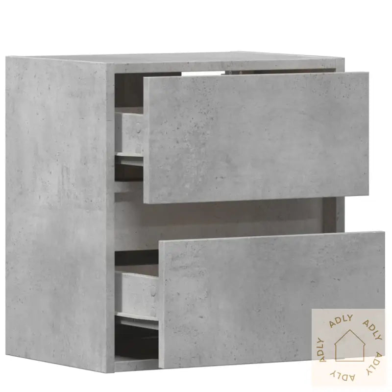 Vegghengt Nattbord Med Led-Lys Betonggrå