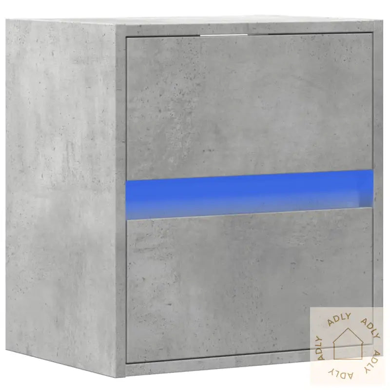 Vegghengt Nattbord Med Led-Lys Betonggrå