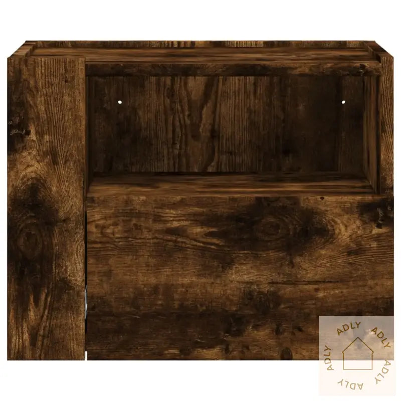 Veggmonterte Nattbord 2 Stk Røkt Eik 45X30X35 Cm