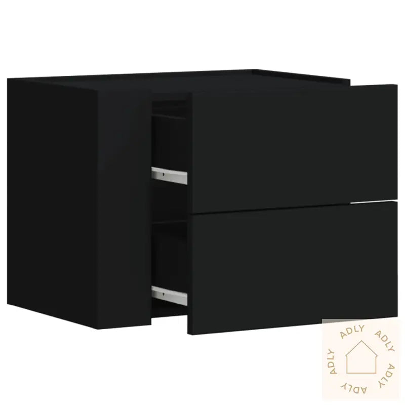 Veggmontert Nattbord Svart 45X30X35 Cm