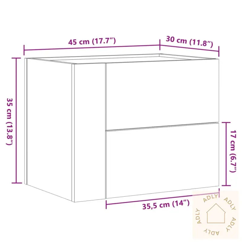 Veggmontert Nattbord Svart 45X30X35 Cm