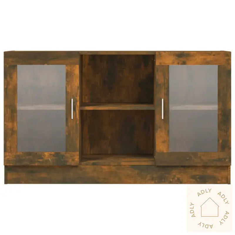 Vitrineskap Røkt Eik 120X30,5X70 Cm Konstruert Tre
