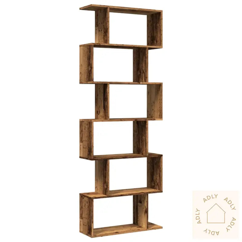 Romdeler Bokhylle 6 Lag Gammelt Tre 70X24X193 Cm Konstruert Tre