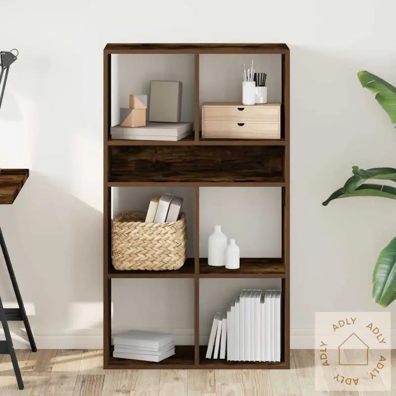 Bokhylle Røkt Eik 66X31X112 Cm Konstruert Tre