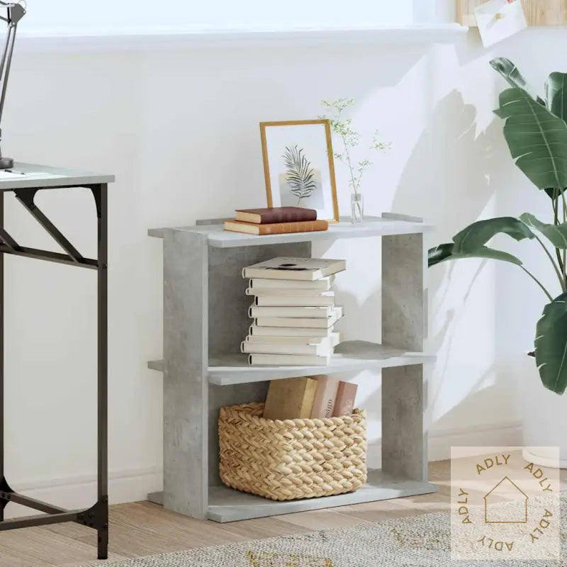 Bokhylle 3 Etasjer Betonggrå 60X30X60 Cm Konstruert Tre