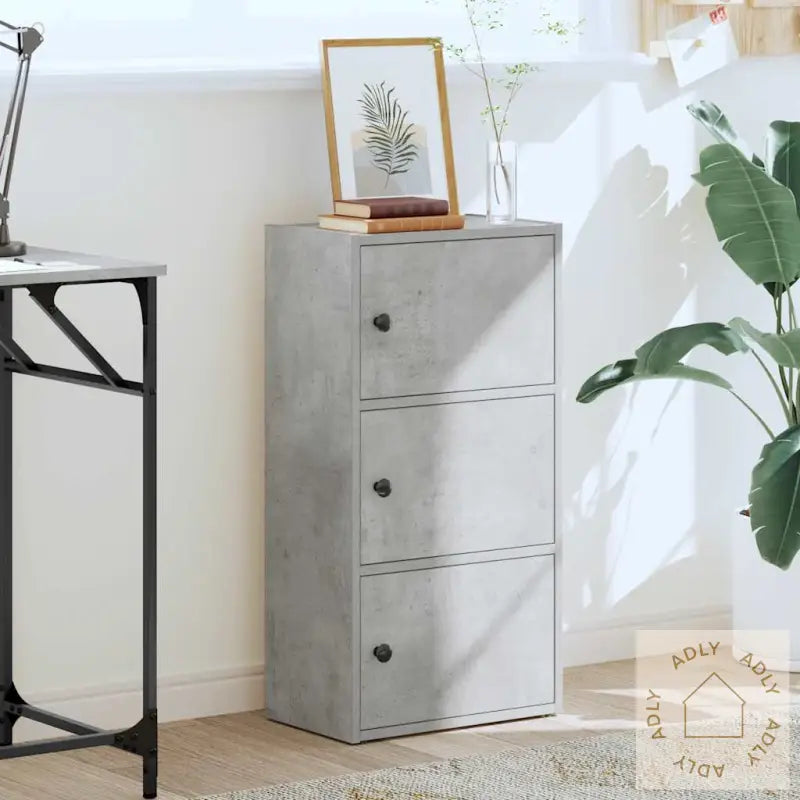 Bokhylle Betonggrå 40X24X77 Cm Konstruert Tre