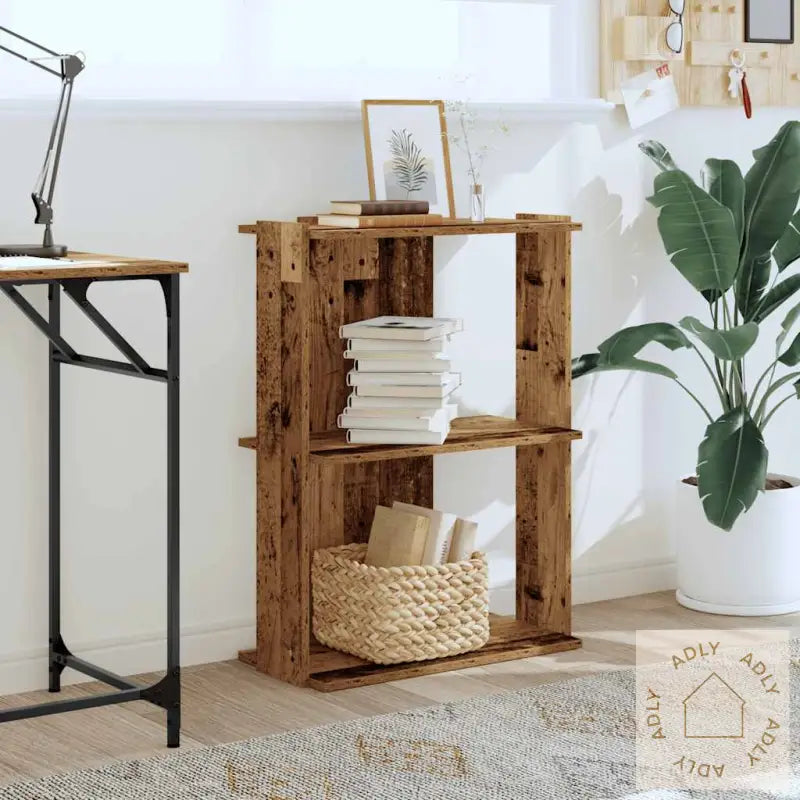 Bokhylle 3 Etasjer Gammelt Tre 60X30X80 Cm Konstruert Tre