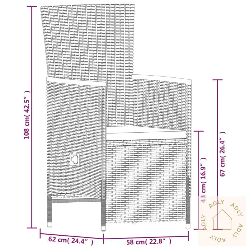 Utendørs Spisestue Med Puter 9 Deler Svart