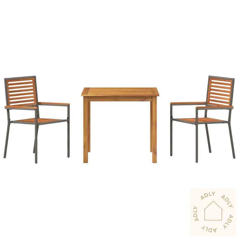 3-Delt Hagemøbler Grå Poly Rattan Akasietre