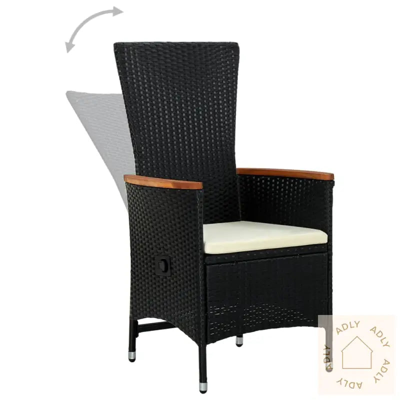 Utendørs Spisestue Med Puter 7 Deler Svart