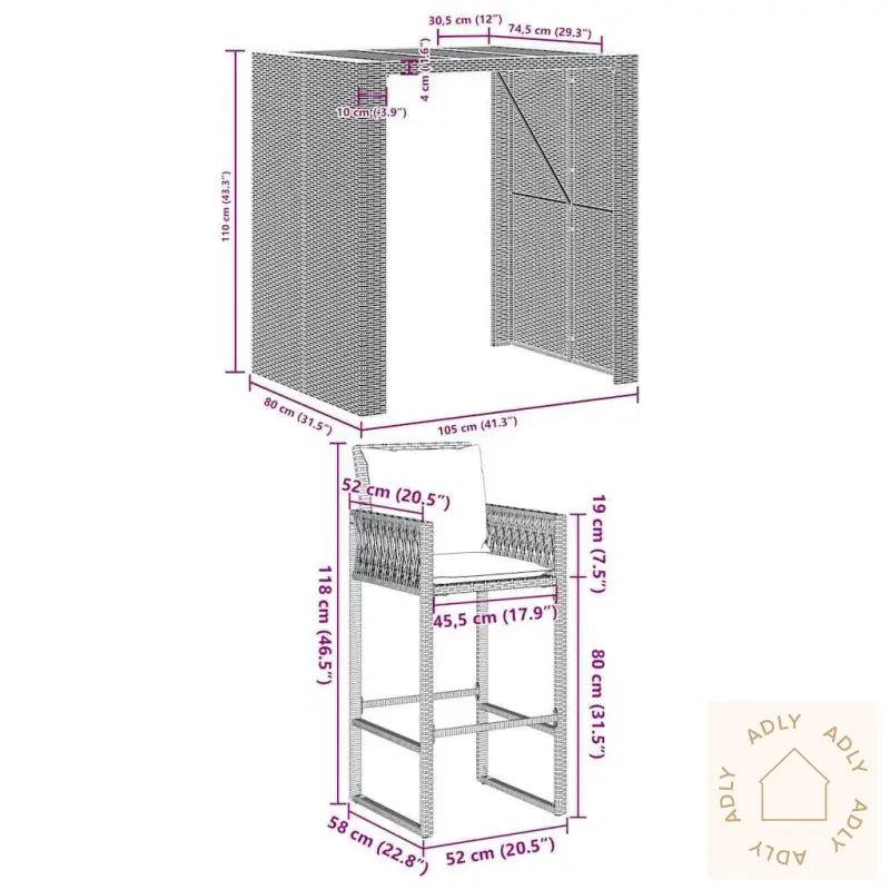 Hagebarsett Med Puter 5 Deler Grå Polyrotting Akasie