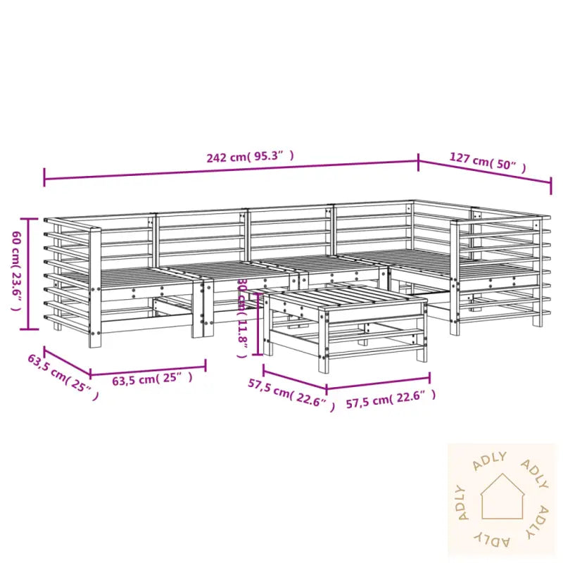 Hagesofagruppe 6 Deler Impregnert Furu