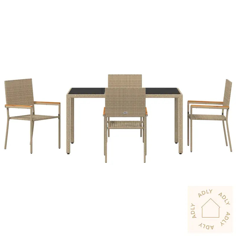 5 Delers Hage Spisebord Beige Poly Rotting