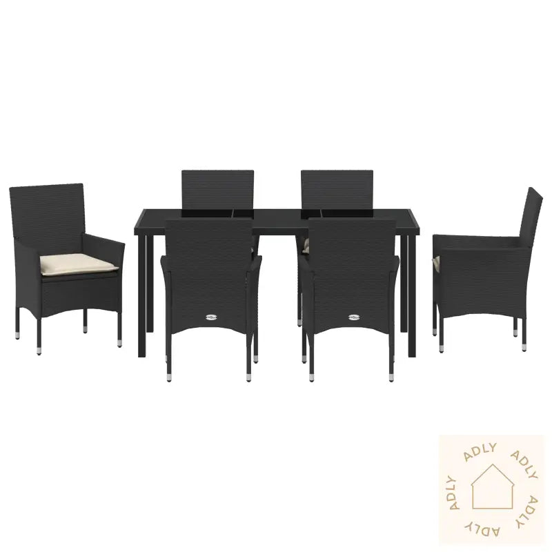 7-Delt Hagesett Med Puter Svart Polyrotting