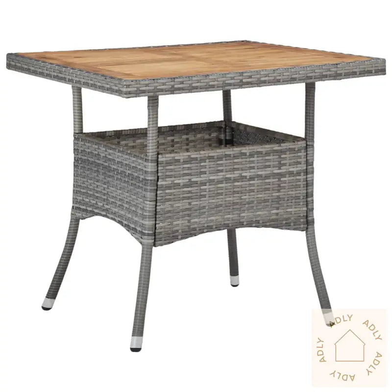 Hagespisesett 5 Deler Polyrotting Og Heltre Akasie Grå