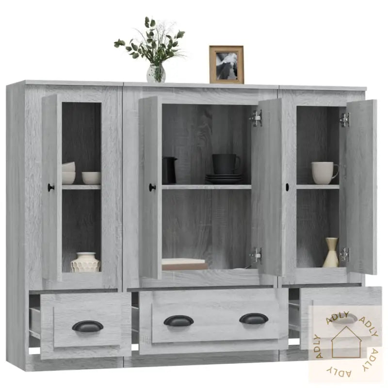 Highboards 3 Stk Grå Sonoma Konstruert Tre