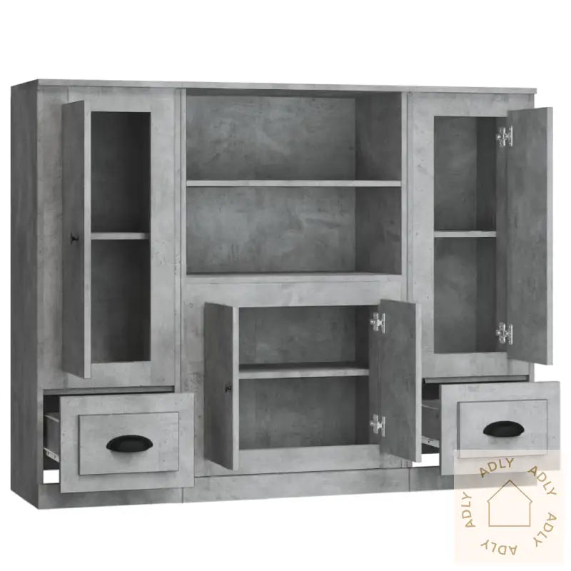 Highboards 3 Stk Betonggrå Konstruert Tre