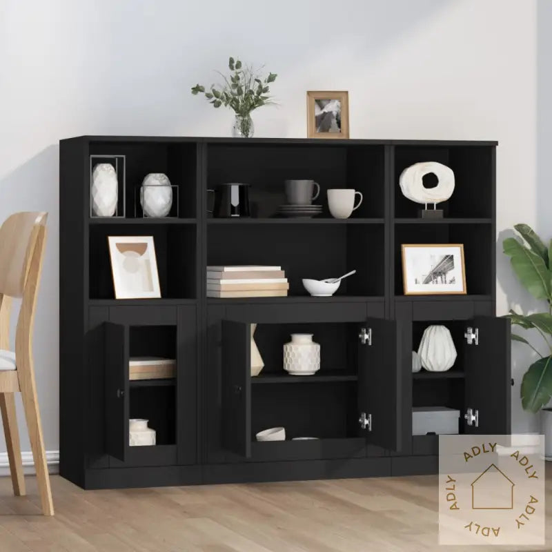 Highboards 3 Stk Svart Konstruert Tre