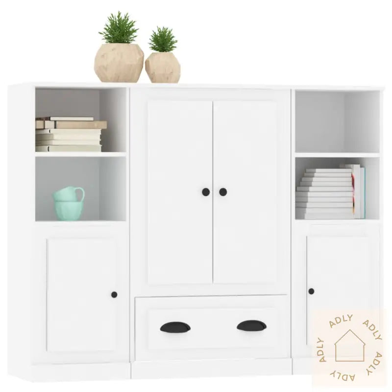 Highboards 3 Stk Hvit Konstruert Tre