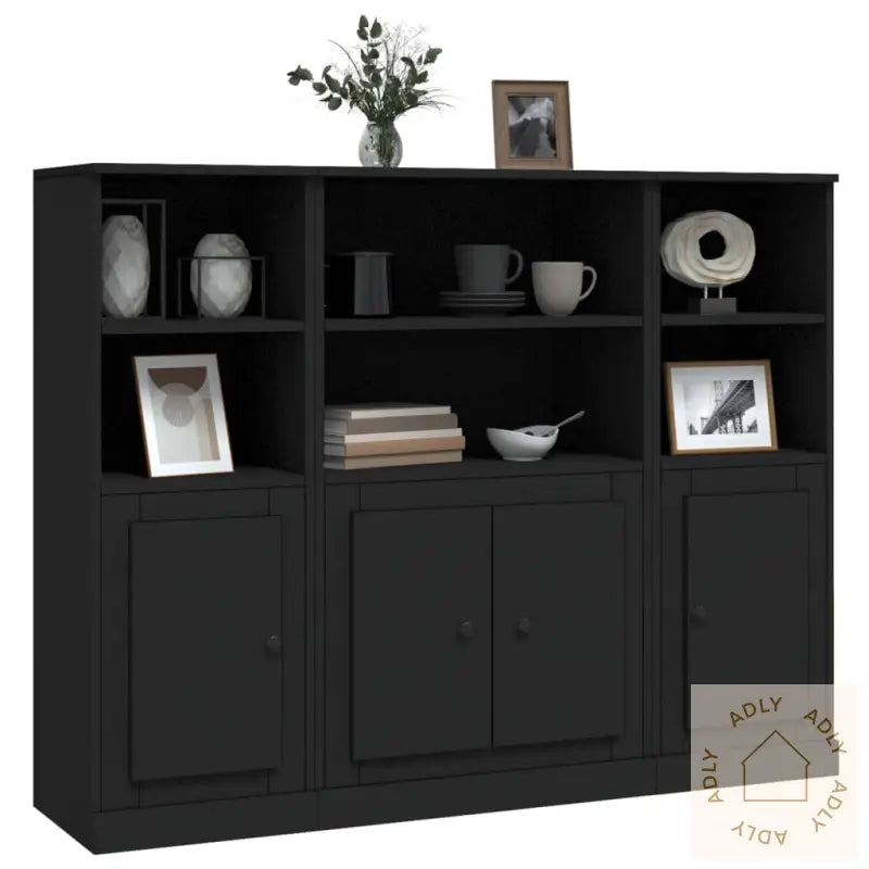 Highboards 3 Stk Svart Konstruert Tre