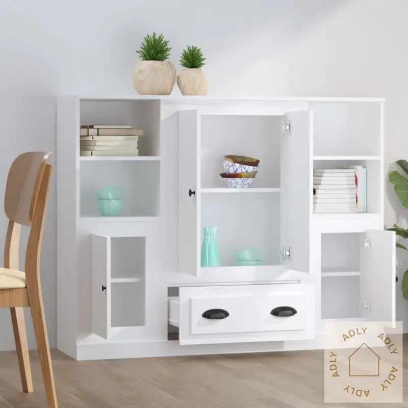 Highboards 3 Stk Hvit Konstruert Tre