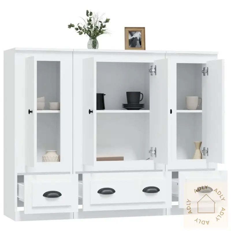Highboards 3 Stk Hvit Konstruert Tre