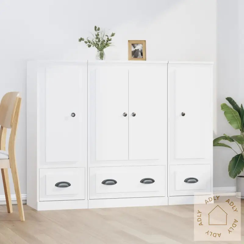 Highboards 3 Stk Hvit Konstruert Tre