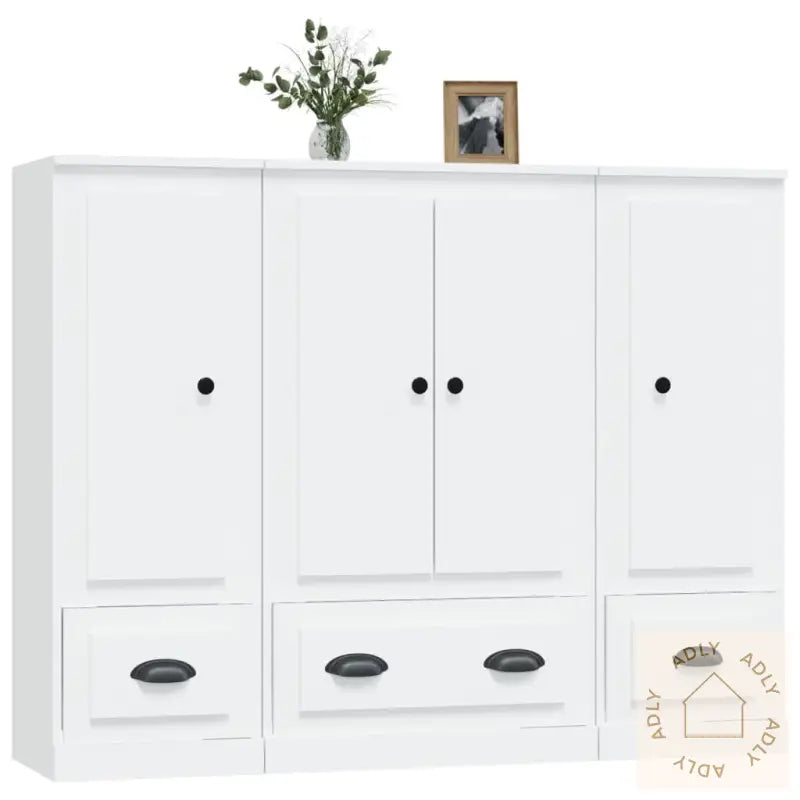 Highboards 3 Stk Hvit Konstruert Tre