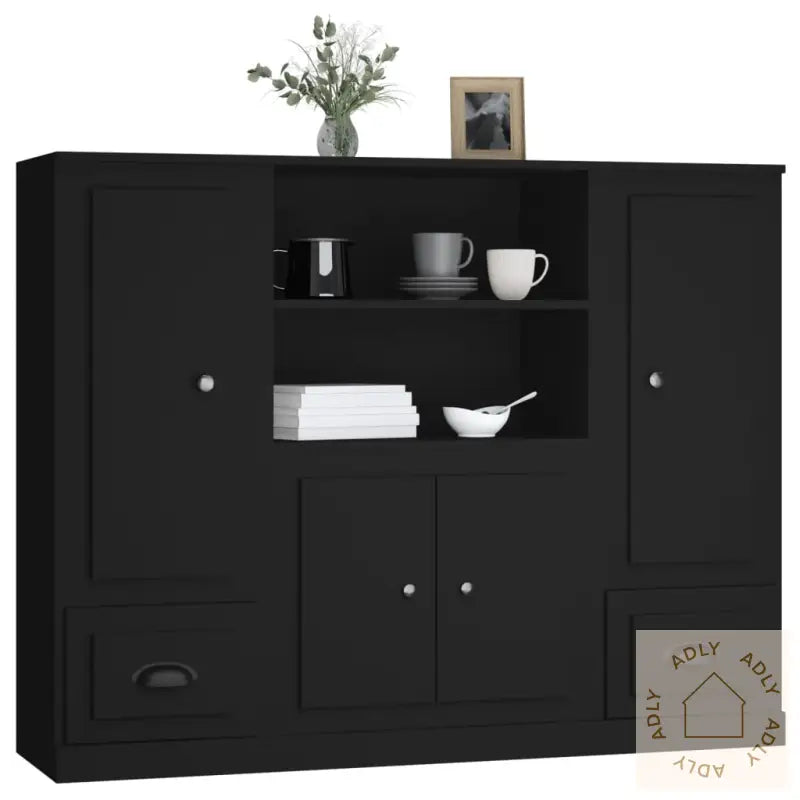 Highboards 3 Stk Svart Konstruert Tre