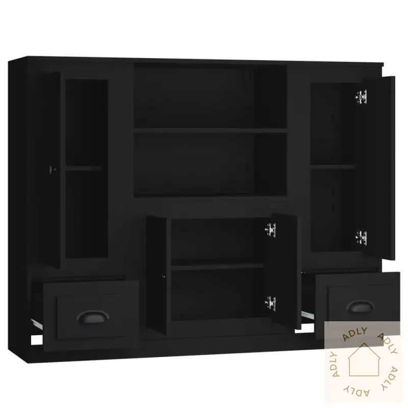 Highboards 3 Stk Svart Konstruert Tre