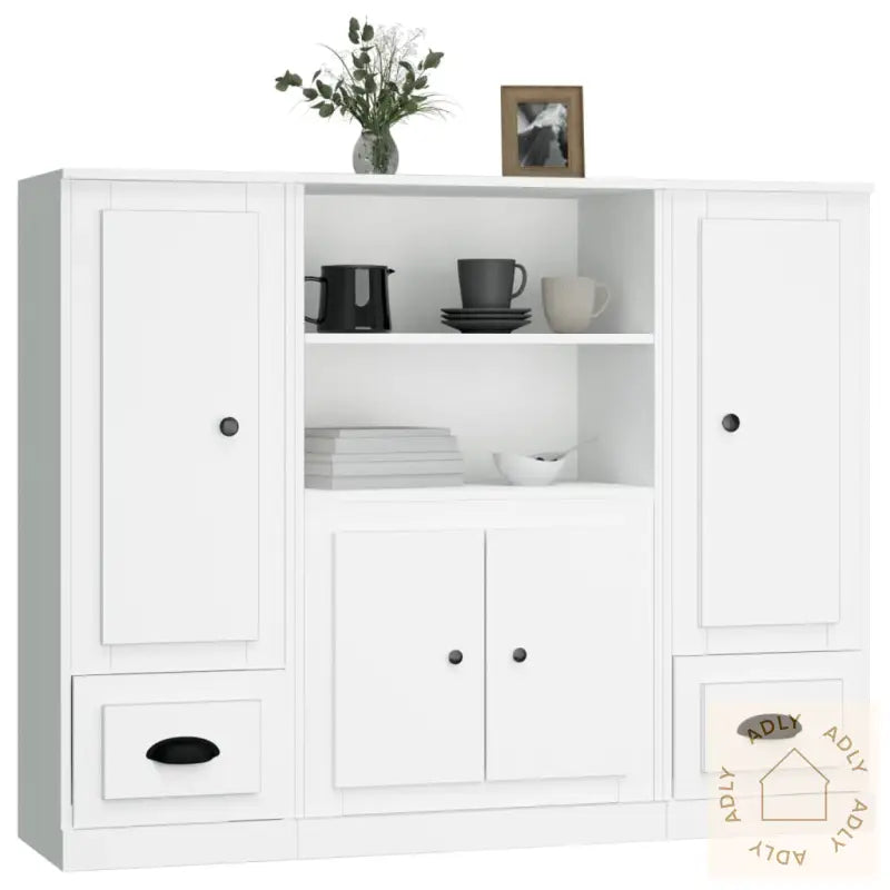 Highboards 3 Stk Hvit Konstruert Tre