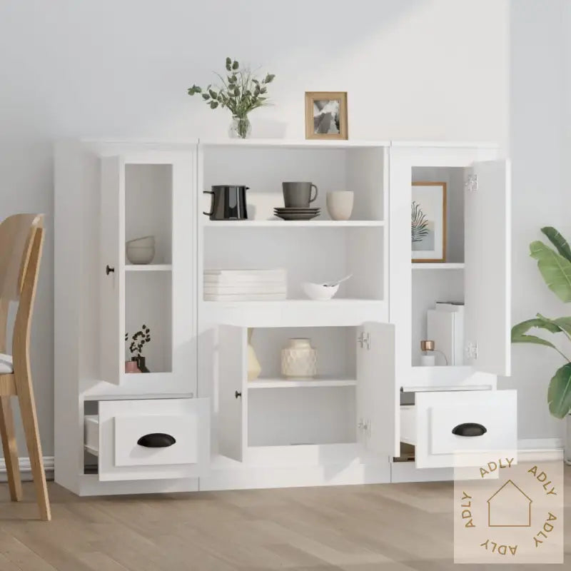 Highboards 3 Stk Hvit Konstruert Tre